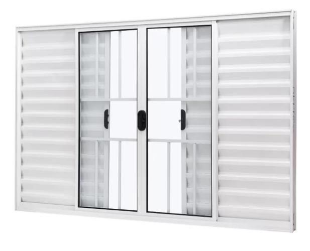 Veneziana 6 Folhas c/Grade - Alumínio Branco - Linha 18 Modular - Jaguar Esquadrias Imagem de Veneziana 6 Folhas c/Grade - Alumínio Branco - Linha 18 Modular
