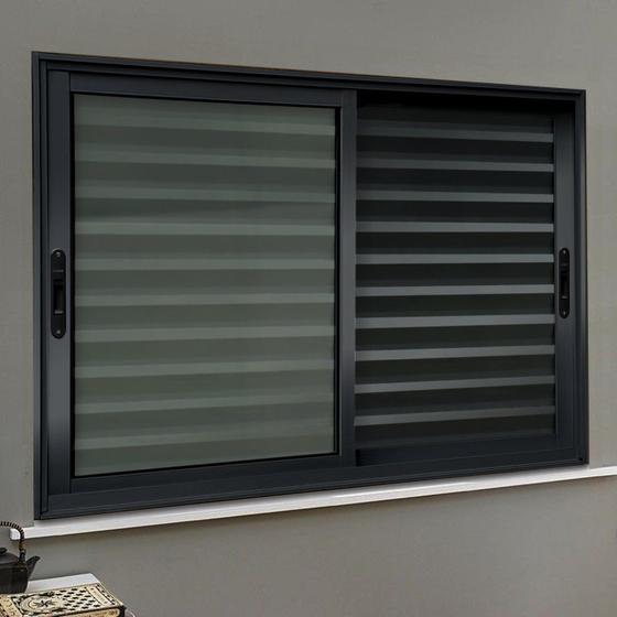 Imagem de Veneziana Elite 3 Folhas Moveis 120 X 120 Vidro Liso Preto