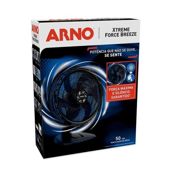 Imagem de Ventilador Arno de Mesa Xtreme Force Breeze - 50cm 6 Pás 3 Velocidades Preto e Azul - 110v