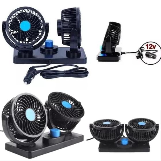 Imagem de Ventilador Automotivo 12V Carro Vans Kombi Caminhão Duplo Silencioso Preto