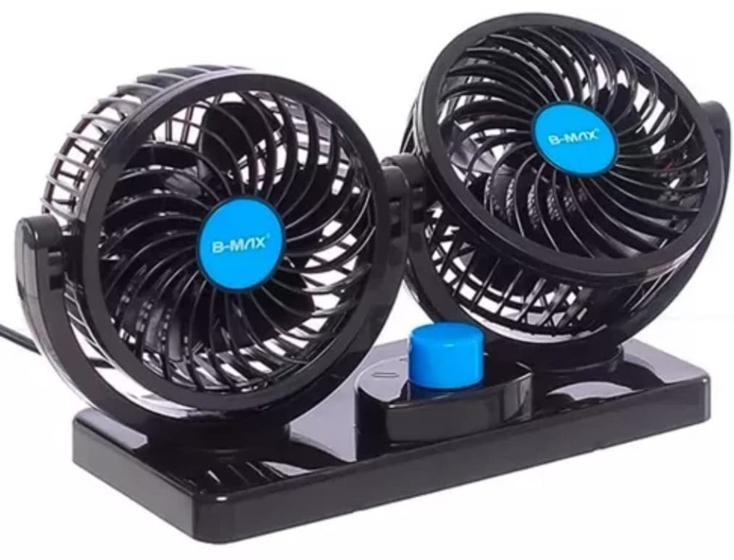 Imagem de Ventilador Automotivo Duplo 12V B-MAX Com Ajuste Para Carro E Caminhão