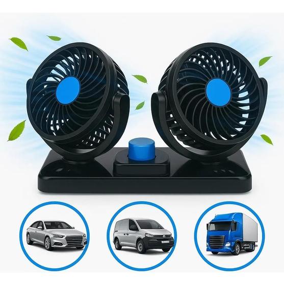 Ventilador Automotivo Duplo Com Ajuste P/Carro Caminhão 12V - Ventilador  Automotivo - Magazine Luiza