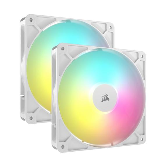 Imagem de Ventilador Corsair RS140 ARGB PWM 140mm - Pacote Duplo com Daisy-Chain - Branco
