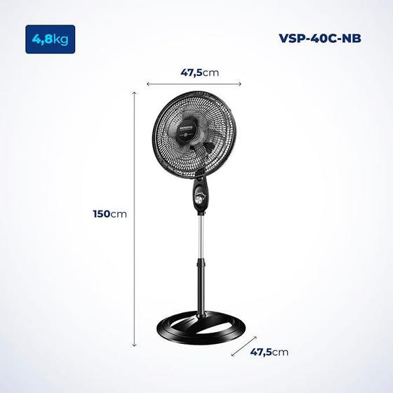 Imagem de Ventilador de Coluna 40cm Mondial Super Power 110V VSP-40C 140 W com 6 Pás e 3 Velocidades - Preto 127V