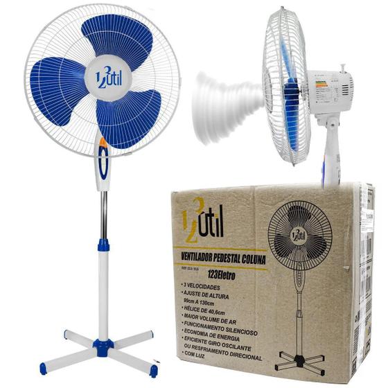 Imagem de Ventilador de Coluna 43cm 3 Pás 3 Velocidades Branco Azul 220V