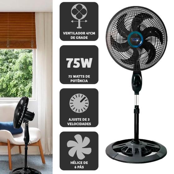 Ventilador De Coluna De Chão Vento Forte 220V 3 Velocidades Menor preço em Ventilador De Coluna De Chão Vento Forte 220V 3 Velocidades