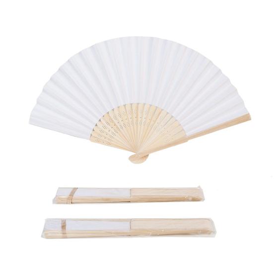 Imagem de Ventilador de mão Sepwedd White Paper Bamboo Folding (50 unidades)