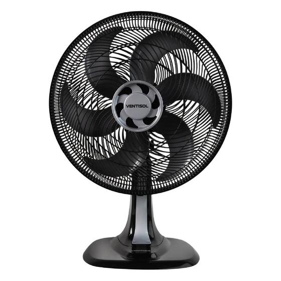 Imagem de Ventilador de Mesa 40cm Turbo 110v Preto Ventisol 6 Pás 80W Grade Wind Line Regulável 127V