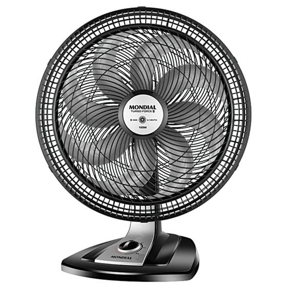 Imagem de Ventilador de Mesa 50cm 150W Mondial Turbo Force VXT-50-8P 8 Pás 3 Velocidades Preto Prata 127V