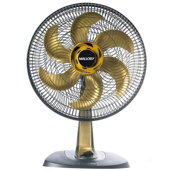 Imagem de Ventilador de Mesa Mallory 40cm TS40+, 6 Pas, 3 Velocidades, Preto/Dourado - 220V