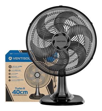 Imagem de Ventilador De Mesa Oscilante 40cm Com 6 Pás Turbo Preto - ventisol