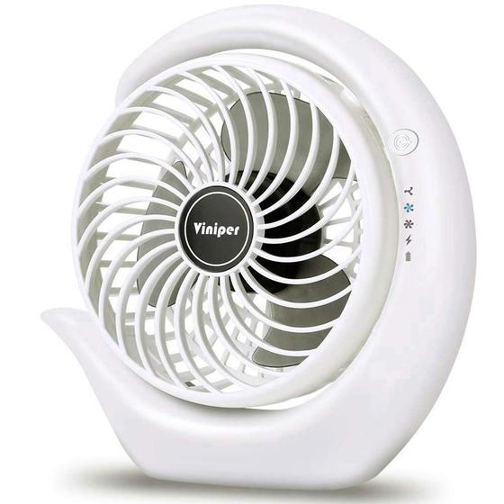Imagem de Ventilador de Mesa Portátil Viniper - Recarregável, 3 Velocidades e Rotação de 180°