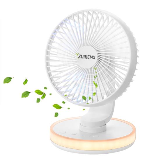 Imagem de Ventilador de Mesa Portátil ZUIKEMX com Luzes LED - 4 Velocidades - Bateria 4000mAh