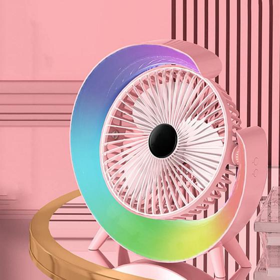 Imagem de Ventilador De Mesa RGB Com Iluminação Colorida E Conforto