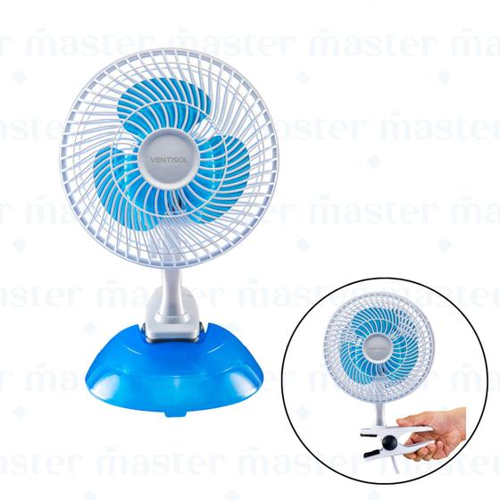 Imagem de Ventilador de Mesa Ventisol mini 20 com clip branco/azul - 220v -  127v