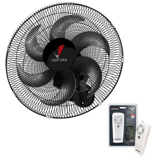 Imagem de Ventilador de Parede Ventura 50cm Preto Bivolt 60 Fios com Controle Remoto