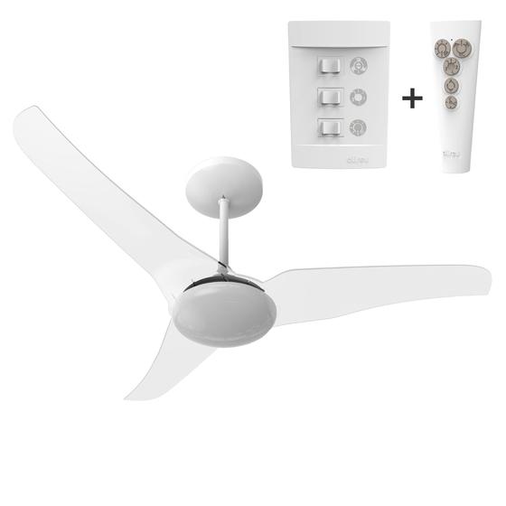 Ventilador de Teto Aliseu Slim Cristal Plus com Luminária LED Integrada - Controle Remoto e Controle de Parede Imagem de Ventilador de Teto Aliseu Slim Cristal Plus com Luminária LED Integrada - Controle Remoto e Controle de Parede