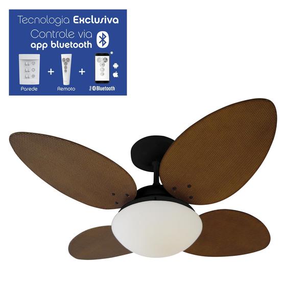 Imagem de Ventilador De Teto Aliseu Vime Mogno Bluetooth+Remoto+Parede