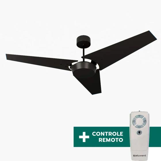 Imagem de Ventilador de Teto Com Controle Remoto Natuvent Callis No Light 3 Pás Madeira Preto