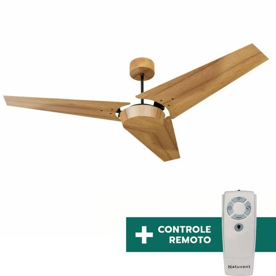Imagem de Ventilador de Teto Com Controle Remoto Natuvent Callis No Light 3 Pás Madeira Teca