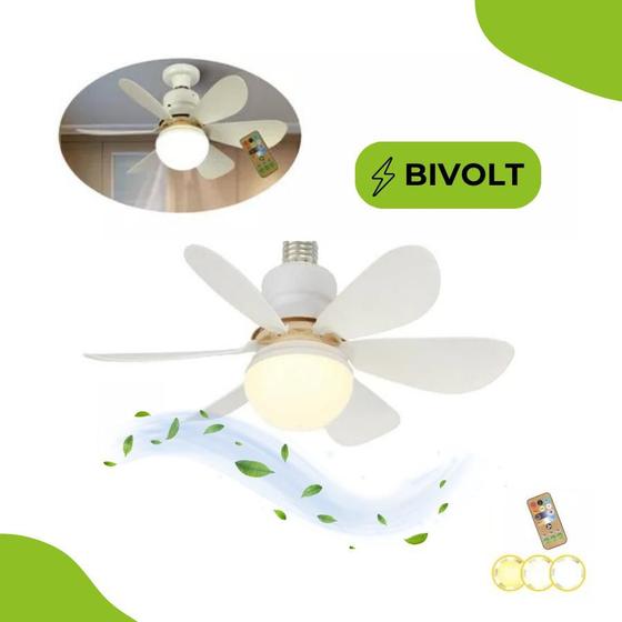 Imagem de Ventilador de Teto com Lâmpada LED Silenciosa Bivolt e Controle Remoto