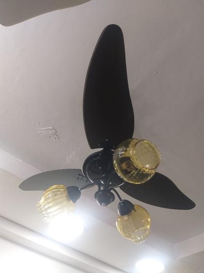 Imagem de Ventilador de teto com luminária vidros globo âmbar 