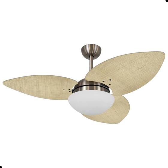 Imagem de Ventilador de Teto Dormamu Bronze 3 Pás Palmae Natural 220V com Controle