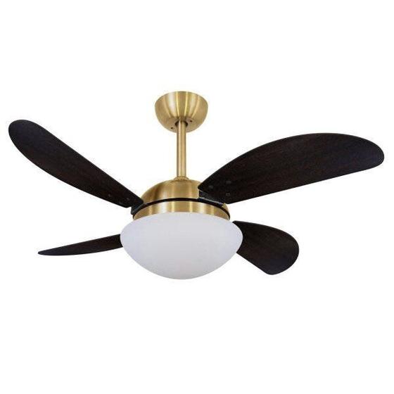 Ventilador de Teto Dourado Vidro Fechado 4 Pás Fly Volare 220V Menor preço em Ventilador de Teto Dourado Vidro Fechado 4 Pás Fly Volare 220V