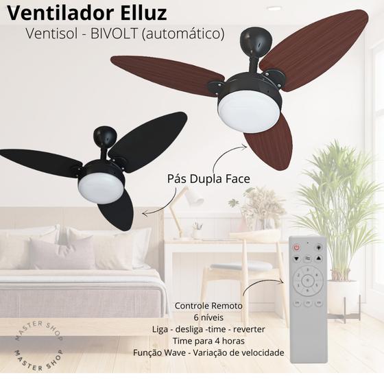 Ventilador de Teto Elluz Inverter - Bivolt Ventisol Menor preço em Ventilador de Teto Elluz Inverter - Bivolt Ventisol