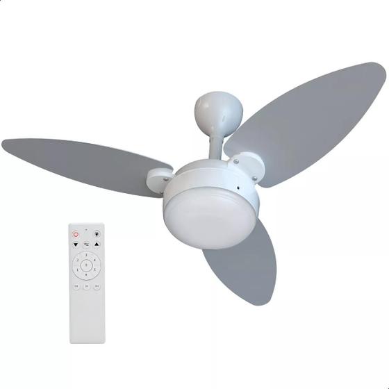 Imagem de Ventilador De Teto Inverter Elluz 3 Pás Branco E Cinza Com Controle Remoto Bivolt Ventisol