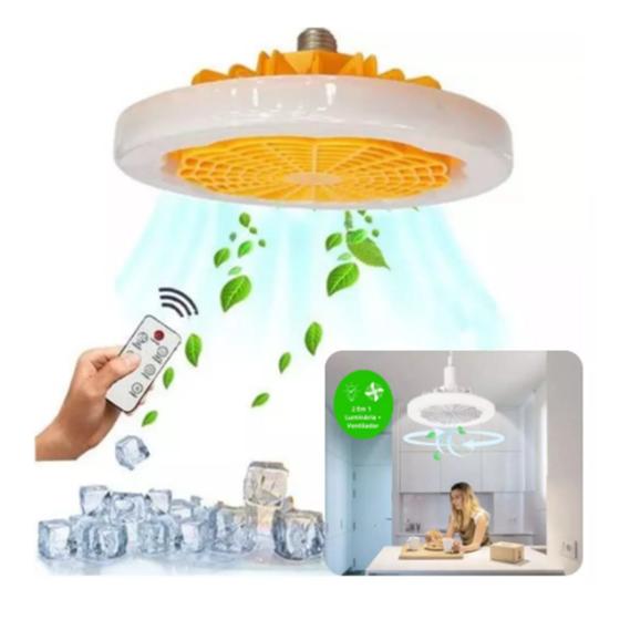 Imagem de Ventilador de Teto Lâmpada LED com Controle Remoto e Luz Ajustável Integrada Luminária 36W