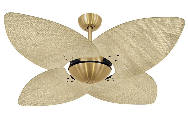 Imagem de Ventilador De Teto Office Dourado 4 Pás Rattan Natural 110V