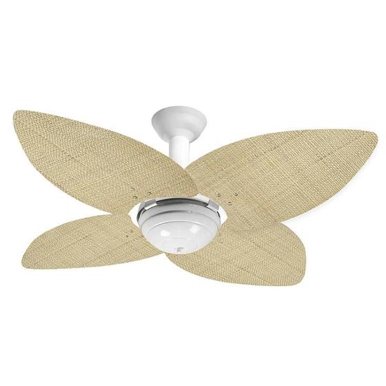 Imagem de Ventilador de Teto Office Jet Aspen Venti-Delta Branco 4Pás Rattan Natural 110V+Controle