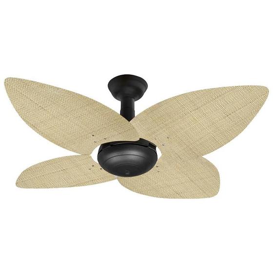 Imagem de Ventilador de Teto Office Jet Aspen Venti-Delta Preto 4Pás Rattan Natural 110V+Controle