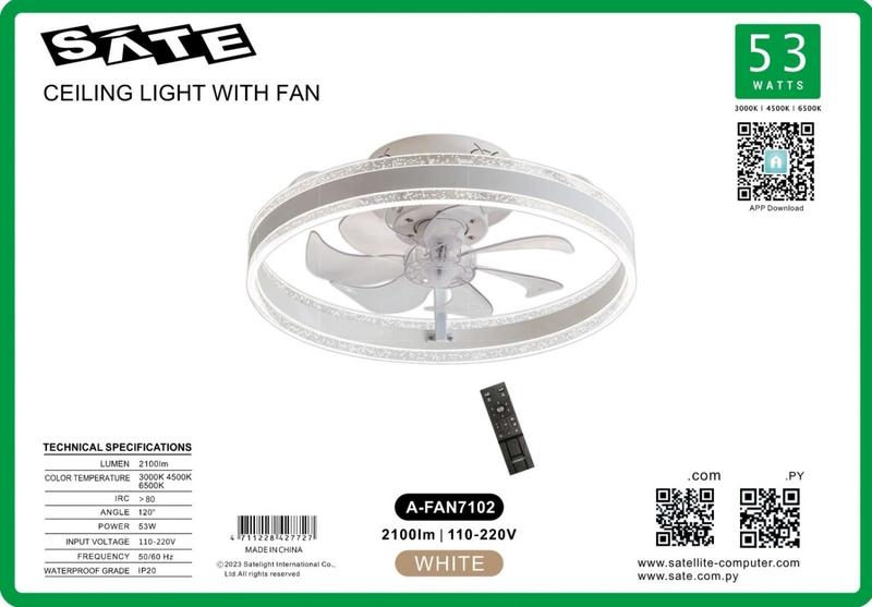 Imagem de Ventilador de Teto Sate c/Luminaria A-FAN7102 53W