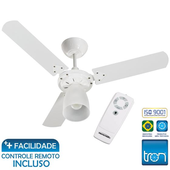 Imagem de Ventilador de Teto Tron Marbela 130w Branco c/ Controle Remoto Branco