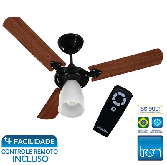 Imagem de Ventilador de Teto Tron Marbela 130w Preto c/ Controle Remoto Preto