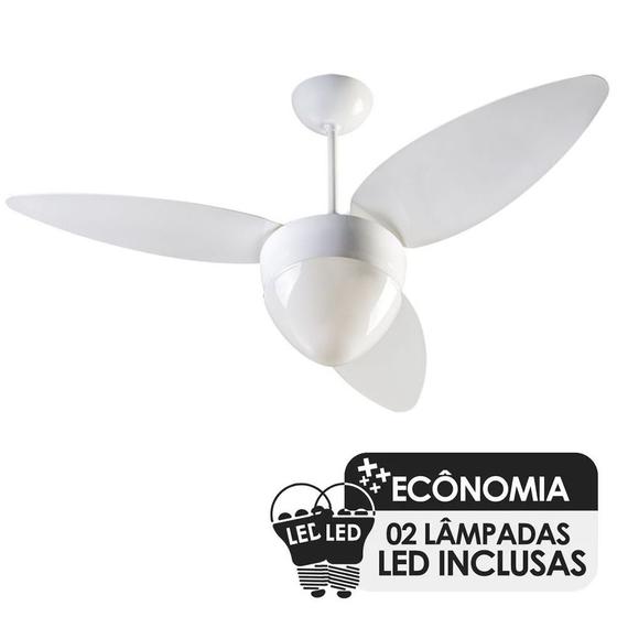 Imagem de Ventilador de Teto Ventisol Aires com 02 Lâmpadas Led Inclusas, 3 Pás, CV3, Branco