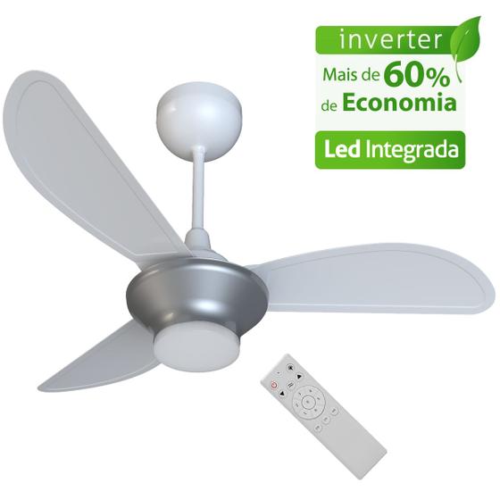 Imagem de Ventilador de Teto Ventisol Wind Inverter Bivolt Silver Controle Remoto Led Integrada 18w