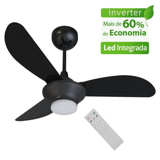 Ventilador de Teto Ventisol Wind Plus Inverter Black Controle Remoto Led Integrada - Bivolt Menor preço em Ventilador de Teto Ventisol Wind Plus Inverter Black Controle Remoto Led Integrada - Bivolt