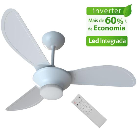 Imagem de Ventilador de Teto Ventisol Wind Plus Inverter Branco Controle Remoto Led Integrada 18w - Bivolt