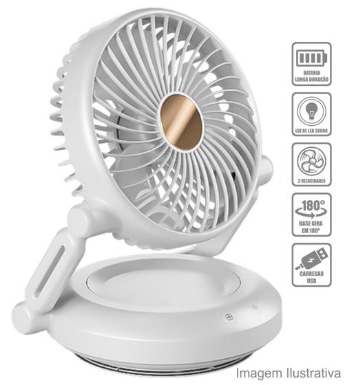 Ventilador Dobrável Portátil De Mesa Silencioso Articulado Led Base Giratória Recarregável USB Menor preço em Ventilador Dobrável Portátil De Mesa Silencioso Articulado Led Base Giratória Recarregável USB