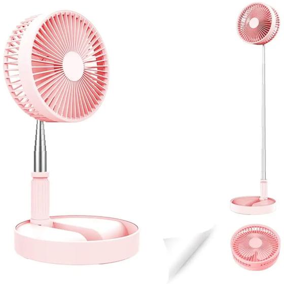 Imagem de Ventilador Dobrável Portátil De Mesa USB Silencioso Recarregável 7200mah Retrátil Potente D09 Rosa