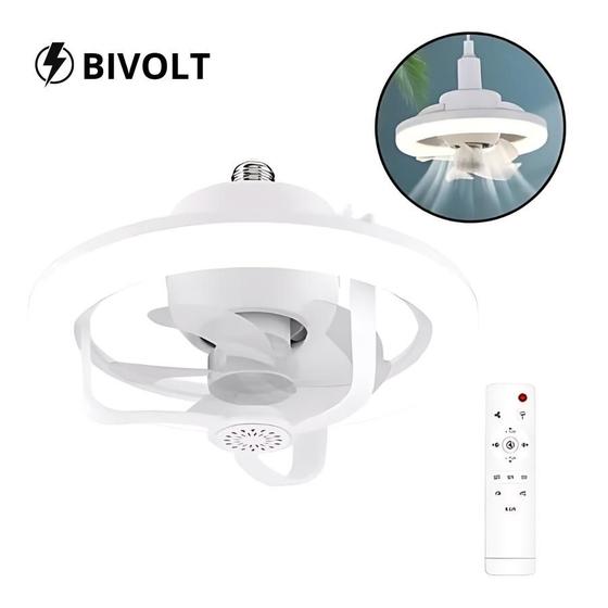 Imagem de Ventilador e Lâmpada de Teto LED Ajustável com Controle e Bivolt