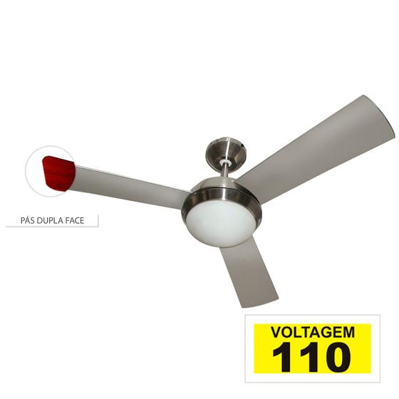 Imagem de Ventilador Hl-61 Cont. Parede 1 Lamp. E-27 3 Pas Rev. (Mogno / Cinza)  Escovado