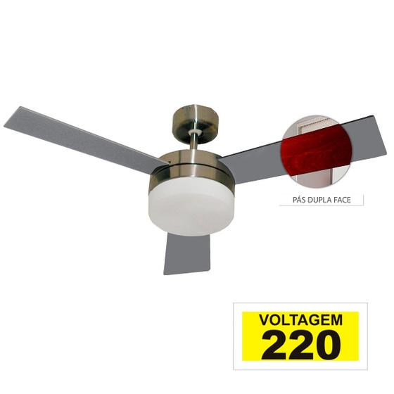 Imagem de Ventilador Hl-71 Com Controle De Parede 2 Lampadas E-27 3 Pas Dupla Face (Mogno/Cinza) 220v