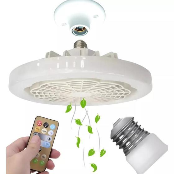 Imagem de Ventilador Lâmpada de Teto Aromaterapia Led Ajustável Controle 3 em 1 Sala de Estar Branco Frio Quente Quarto Casa