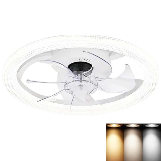 Imagem de Ventilador Lustre Lampada de Teto Luxo Grande Led Ajustavel Controle Quarto Casa Apartamento Sala de Estar Branco Frio Quente Silencioso 3 em 1