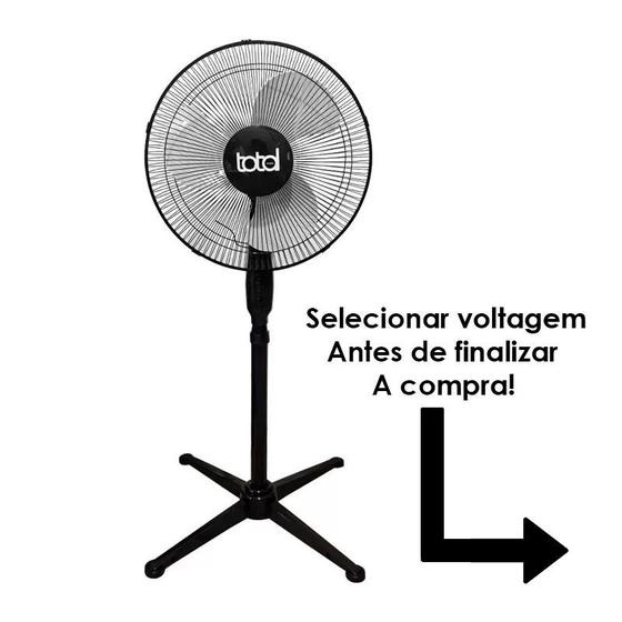 Ventilador Pedestal Ajustável Preto Com 3 Velocidades Menor preço em Ventilador Pedestal Ajustável Preto Com 3 Velocidades