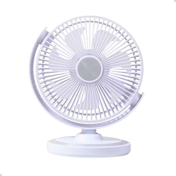 Imagem de Ventilador Portátil de Mesa Recarregável Oscilação Lateral 4 Velocidades Silencioso Compacto